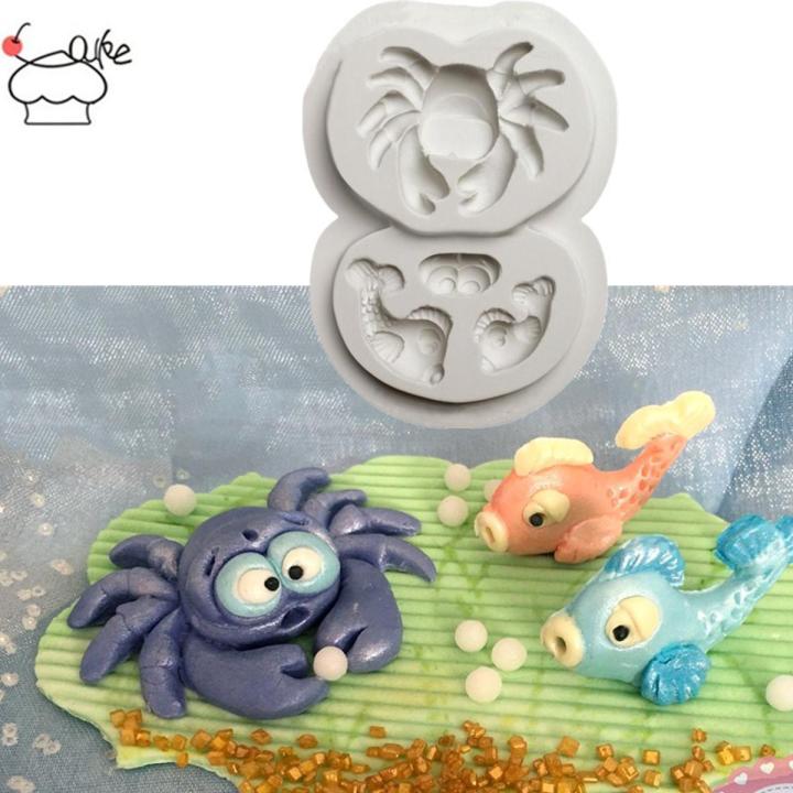 Aouke crab clown fish mold silicone fondant mold candy cake chocolate mold soft clay tool K151