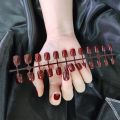 【Ready Stock Simple Solid Color Fake Nail 24 Pieces of Nail Pieces Fake Nail Art Finished Beauty Care.