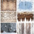 Christmas Wooden Floor Backdrop for Photography Winter Wood Board Texture Portrait Background Sonw Forest Photo Studio Props.