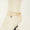 Bohemian Anklets  For Women Tassel Pentagram Dangle  Foot Jewelry Leg Chain Barefoot Sandals Beach Accessories. 