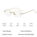 Rimless Blue Light Blocking Myopia Glasses Women Men Frameless Ultralight Eyeglasses Luxury Metal Legs Eyewear Diopter 0 To -6.0. 