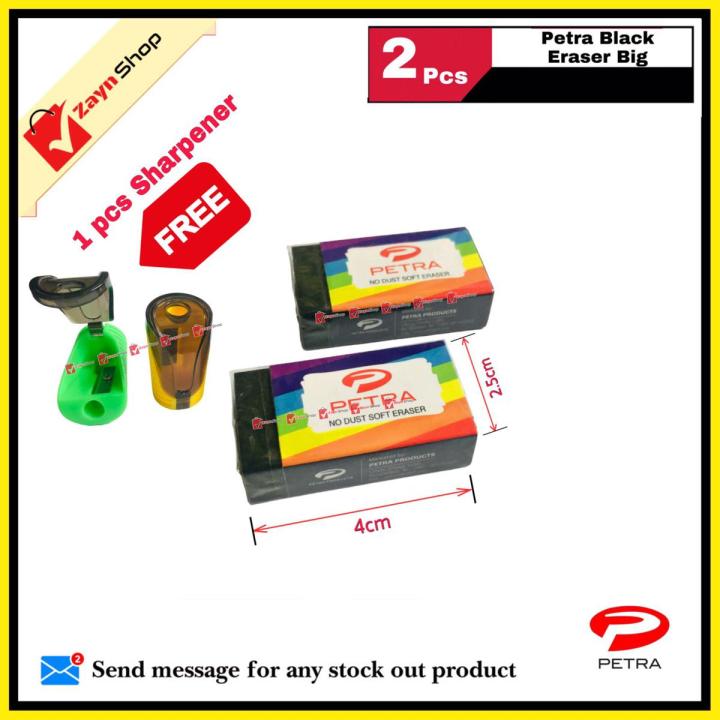 Petra Black Non Dust Soft Eraser Big pack of 2 pcs