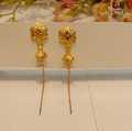 Gold plated সুই সুতা ঝুমকা earring set for women.