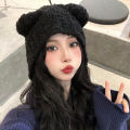 Plush Bear Earmuffs Cap For Women Winter Warm Ear Protection Bomber Hat Thick Lamb Fleece Earflap Bonnet Girl Cartoon Beanies. 