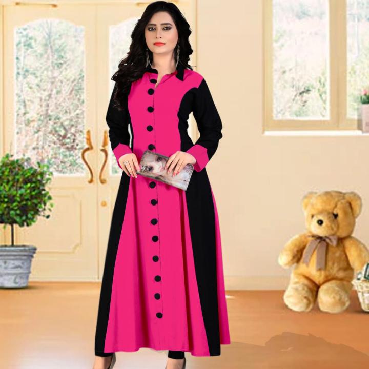 Women%20High%20Quality%20Dubai%20Kurti%20,%20China%20Linen%20Fabric,%20Magenta%20Color%20-%20Image%202