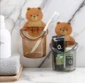 Brush Cup Wall Mounted Shaver Cartoon Self-adhesive Cups Self-draining Toothbrush Holder Bracket Restroom Essentials-Multicolor.