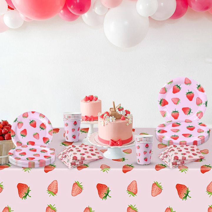 Strawberry%20Party%20Disposable%20Tableware%20Sets%20Picnic%20Pink%20Fruit%20Tool%20Gril%20Birthday%20Party%20Decorative%20Dessert%20Plastic%20Tableplates%20-%20Image%202