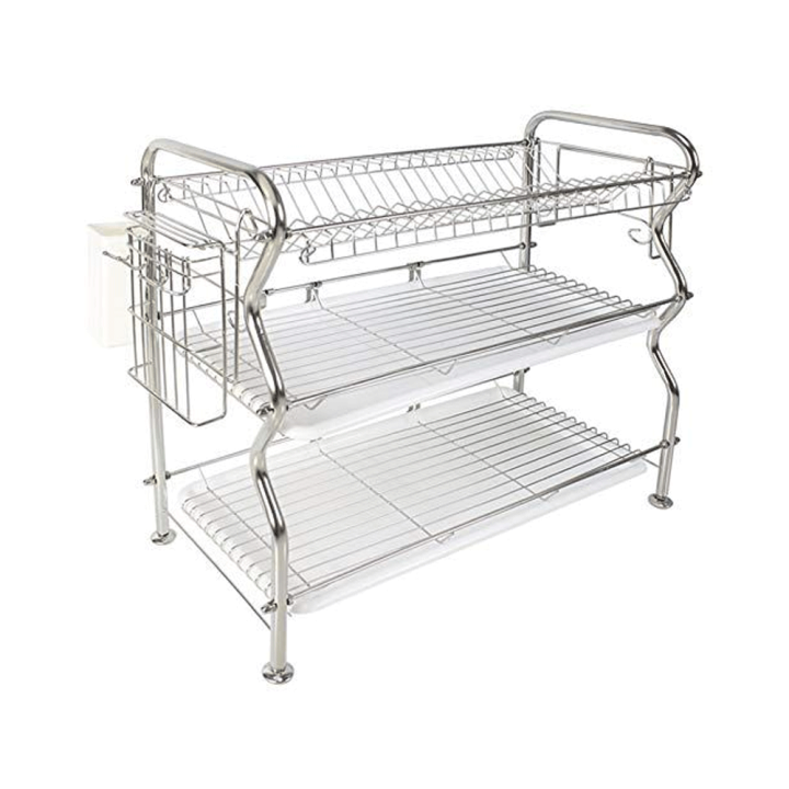 3 Layer Dish Drainer Rack - Silver -