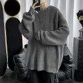 Knitted Sweater Men Autunmn Winter Warm Clothing Korean Fashion Long Sleeves Top Vintage Solid Baggy Pullover Y2K Male Clothes.