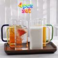 Heat-Resistant Glass Mug Set 380ml - Borosilicate Tea Coffee Cups (2 or 4 PCS) - Lightweight, Microwave Safe, Scratch-Resistant Clear Round Long Design for Daily Beverage Use.. 