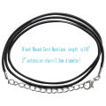 100Pcs 18Inch 1.5mm Black Wax Cord Necklace Rope Bracelet Faux Leather Cord Buckles Bulk for Jewelry Making Supplies. 