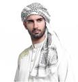 Saudi Arabic Islamic Accessories Men Praying Hat Head Scarf with Headband Muslim Traditional Costumes Clothing Plaid Turban. 