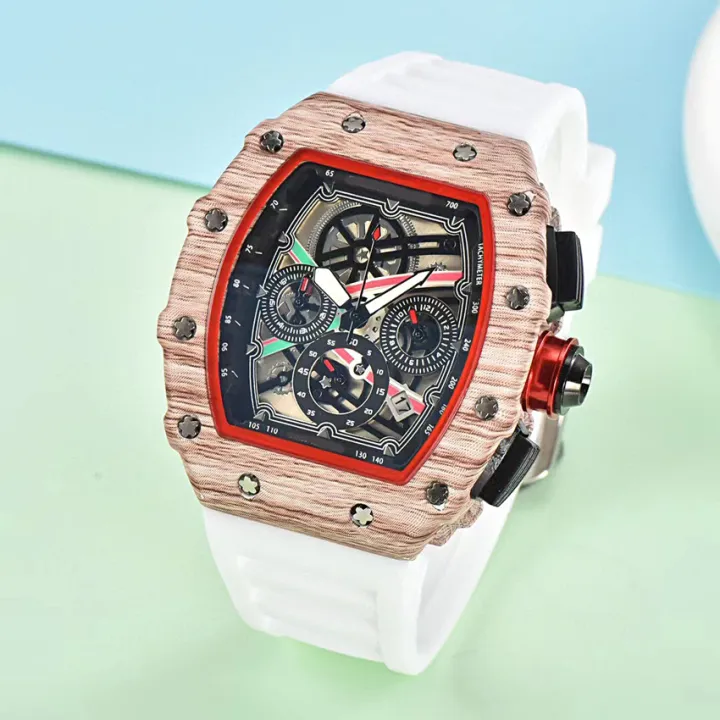 Richard%20sports%20hollowed%20out%20watch%20barrel%20shaped%20wood%20grain%20flower%20ghost%20head%20timing%20six%20needle%20quartz%20watch%20alloy%20silicon%20tape%20-%20Image%206