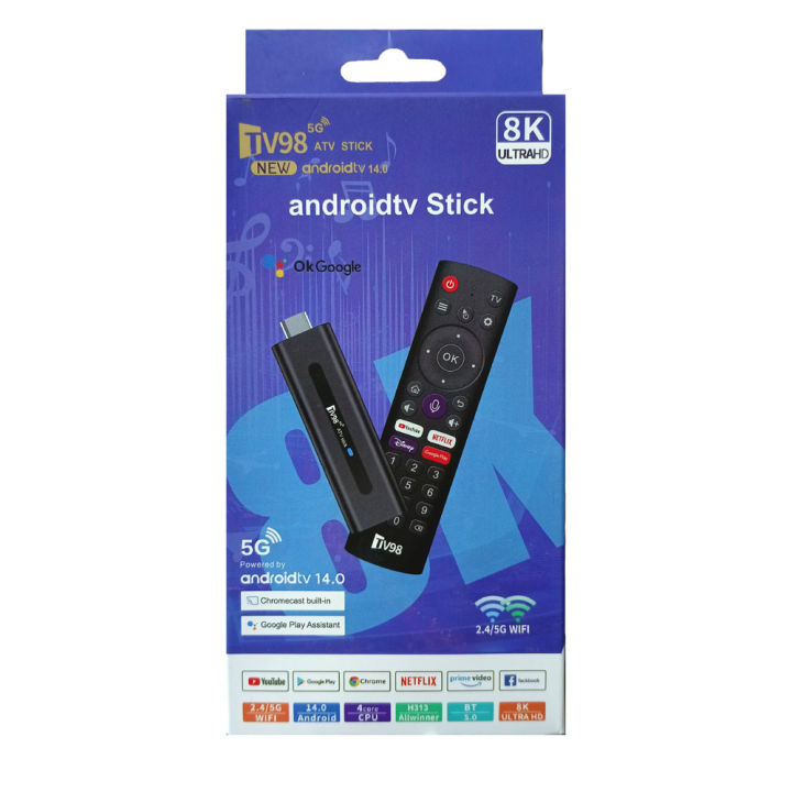 Android TV STICK TV98 5G ATV STICK 8K Ultra HD 1000 Free TV Channel Live