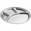 2 pcs Stainless Steel Round Dining Plate 4 Compartment Plates/Steel 4 Compartment Bhojan Thali/Lunch,Dinner Divided Plate 4 Section -(Diameter-31cm). 