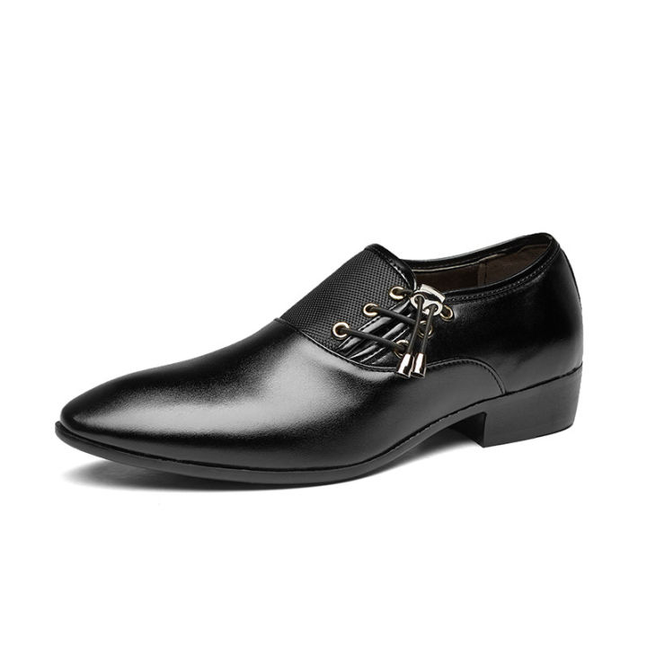 New plus Size Leather Shoes Men's Business Formal Shoes Versatile Wedding Shoes Soft Surface Black Casual Shoes One Piece
