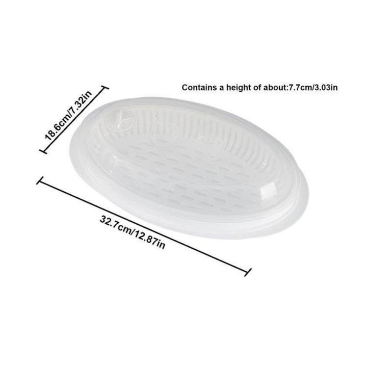 Fish steamer microwave oven large plate steaming plate with transparent