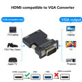HDMI to VGA Video Converter with 3.5mm Audio – High-Definition Adapter for PS4, PC, Laptop, Monitor, TV, and Projector (HDMI Female to VGA Male). 