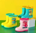 Rain Boots Kids Girl Cute 3D Rainboots Dinosaur Children's Boys Boots Plush Warm Ankle PVC Waterproof Toddler Water Shoes.