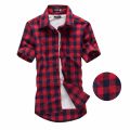 Green Plaid Shirt Men Shirts 2023 New Summer Fashion Chemise Homme Mens Checkered Shirts Short Sleeve Shirt Men Blouse.