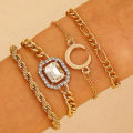 Bohe Gold Plated Tennis Chain Bracelets Adjustable Multi Layered Heart Bracelet Set Tiny Bangle Bracelet Set for Women Jewelry. 