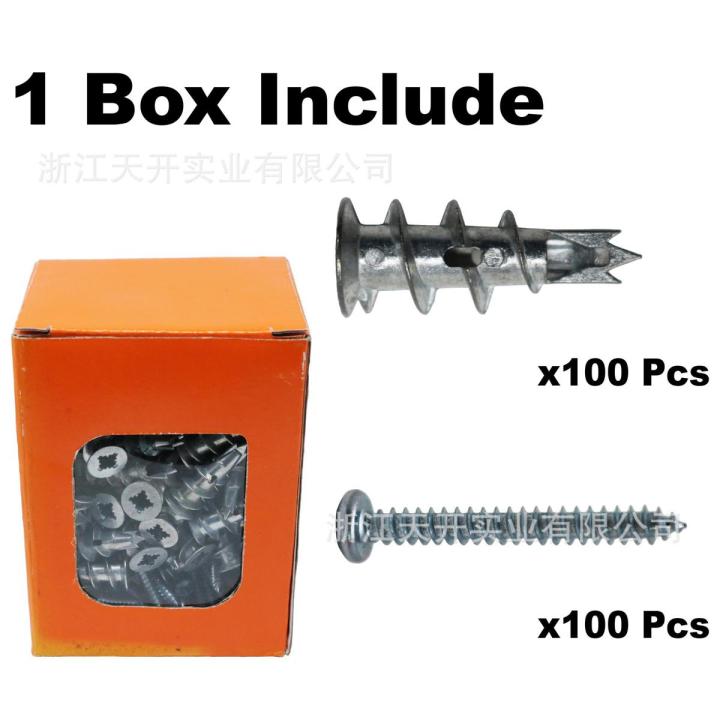Tiankai factory direct gypsum board zinc alloy three-pointed anchor bolt with screw spiral rubber plug expansion kit