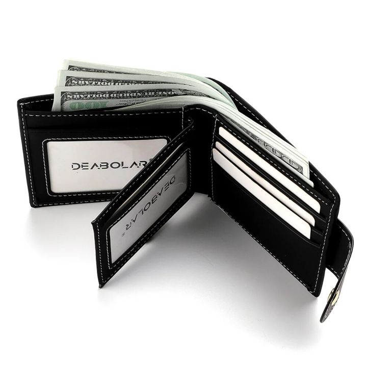 New%20Men's%20Wallet%20Short%20Multi-Function%20Multi-Card%20Slot%20Metal%20Bull%20Label%20Luxury%20Wallet%20Zipper%20Designer%20Small%20Slim%20Wallet%20-%20Image%203