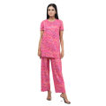 Long Tshirt with Palazzo Set for Women Multicolor Random Design Cotton.
