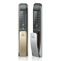 Korean Smart Pushpull system Door Lock Golden color four way Password, fingerprint, Card and computer key. 