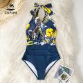 CUPSHE Deep V-neck Halter One-Piece Swimsuit For Women Backless Lace Up Monokini Beachwear 2023 Bathing Suits Swimwear. 