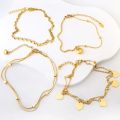 ASON Bohemian Mini Round Coin Dis Charm Anklets For Women Girls Stainless Steel Waterproof Foot Bracelet Summer Beach Gift.