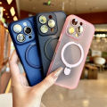 HOCE Metal Ring Stand Magnetic Cases For iPhone 17 16 15 14 13 12 11 Pro Max Plus MagSafe Case With Lens Film Protector Shockproof Frosted Back Phone Cover.