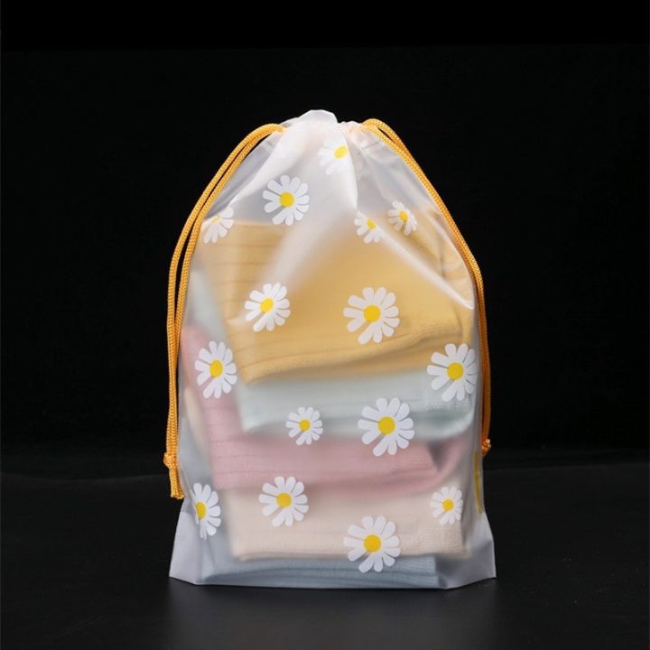 1PC%20Daisy%20Pattern%20Drawstring%20Storage%20Bag%20Waterproof%20Matte%20Transparent%20Packaging%20Clothing%20Organization%20Bags%20Household%20Travel%20Supplies%20-%20Image%202