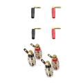 4Pc Amplifier Speaker Terminal Binding Post 4mm Banana Plug Jack & 4x Hi-end Copper Right Angle Screw Type Banana Plug.