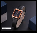 SKMEI SK1702F Black PU Leather Analog Luxury Watch For Women - RoseGold & Black. 