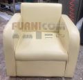 Single Seater Straight-backed Snug Sofa Set for Home and Office Faux Leather Off White and Cholocate - Sofa.