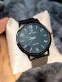 Stylist Black Belt Analog Wrist Watch For Men - Black.