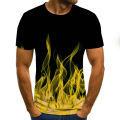 Men's blue flame T-shirt 3D printed T shirt 3D printed T-shirts black round neck T-shirts summer breathable T shirt tops XXS-6XL.