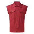 Mens Denim Jcket Vest Spring And Autumn Fashion Leisure High Street Edge Solid Color Buckle Turn Down Collar Slim Vest Coat 4.