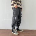 Men Casual Cargo Pants Solidckets Ankle-length Elastic Waist Fashion Streetwear All-match Korean Style Simple Chic Ins Loose. 