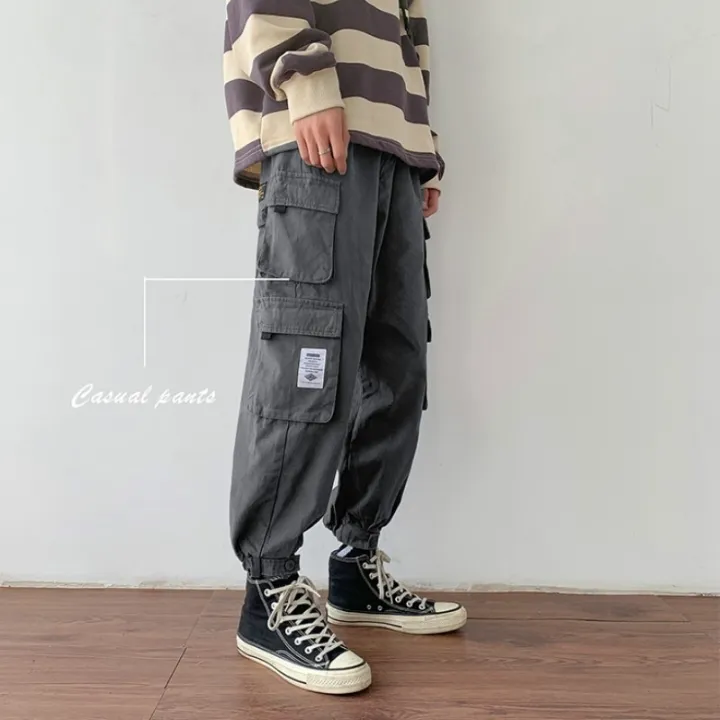 Men%20Casual%20Cargo%20Pants%20Solidckets%20Ankle-length%20Elastic%20Waist%20Fashion%20Streetwear%20All-match%20Korean%20Style%20Simple%20Chic%20Ins%20Loose%20-%20Image%206