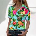 Women Hawaiian Shirts Tropical Floral Pineapple Vacation Beachwear Blouse Holiday Vacation Shirt Women's Tops And Blouses Blusas. 
