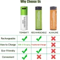 Super Rechargeable Battery 2600 mwh AA / 750 mwh AAA in 1 TYPE C USB CABLE RECHARGEABLE BATTERY 1.5V AA/AAA USB-C TYPE-C AA Battery 4 pcs/AAA BATTERY - 2 pcs. 