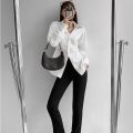 White Western Style Slimming Long-Sleeved Shirt Women's Design Sense Niche 2024 Spring and Autumn New Outdoor Shirt.