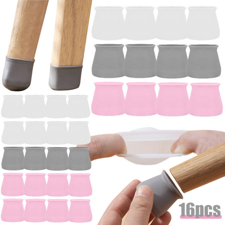 16pcs Silicone Chair Leg Caps Rubber Feet Protector Table Feet Cover Non-slip Noise Reduce Desk Chair Foot Covers Furniture Pad