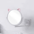 Suction wall folding vanity mirror Cute cartoon cat ears self-adhesive wall mirror Telescopic rotating bathroom mirror. 