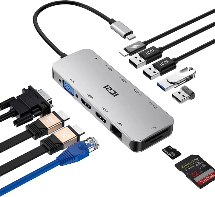 Dual%20HDMI%20Docking%20Station%20ICZI%20USB%20C%20Hub%2011-in-1%20USB%20C%20Multiport%20Adapter%20with%202%20HDMI%204K%2030Hz,%204%20USB%203.0%20/%202.0,%20Gigabit%20Ethernet,%20-%20Image%202