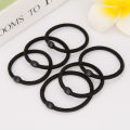 Korean Plain Black Hair Bands Black Hair Rubber Bands Small High Elastic Nylon Seamless Hairband.