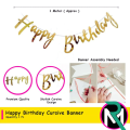 Happy Birthday Cursive Card Banner/Script/Italic Letter/Small Letter Banner for Birthday Decoration - (Pack of 1 Pcs).