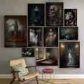 Dark Academia Art Poster Prints For Gallery Living Room Decor Gothic Skull Haunted House Ghost Bride Canvas Painting Wall Art. 